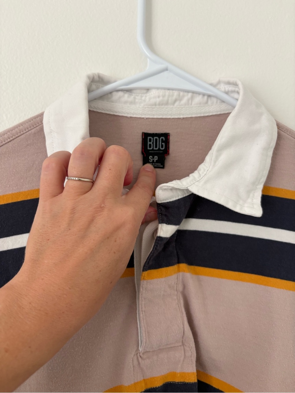 Urban Outfitters BDG Striped Jefferson Cropped Long Sleeve Rugby Polo Size Small - Picture 5 of 9
